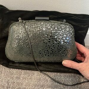 Romygold silver croc style clutch with strap
